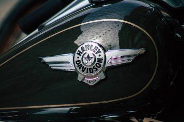 Reims Fransa 28 Mayıs 2021 Harley Davidson 114 motosiklet Reims caddelerinde park