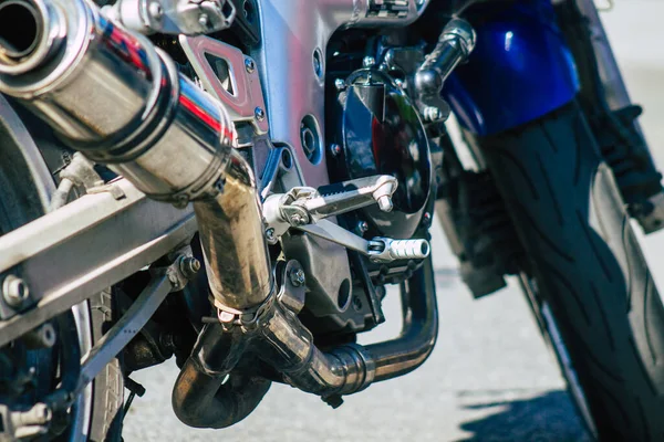 Reims France May 2021 Closeup Mechanics Motorcycle Parked Parking Lot — Stock Photo, Image