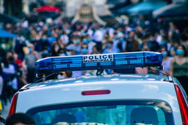 Reims Francia Mayo 2021 Coche Policía Patrulla Las Calles Reims — Foto de Stock