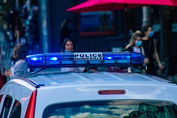 Reims France Mai 2021 Une Voiture Police Patrouille Dans Les — Photo