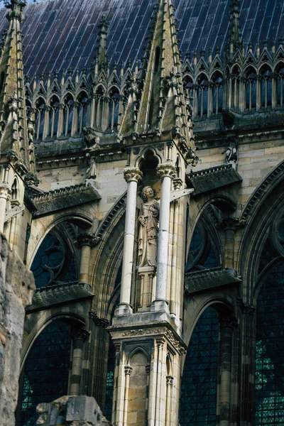 Reims Frankreich Mai 2021 Außenfassade Der Kathedrale Notre Dame Reims — Stockfoto