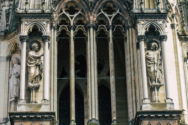 Reims Frankrijk Mei 2021 Buitengevel Van Notre Dame Reims Kathedraal — Stockfoto