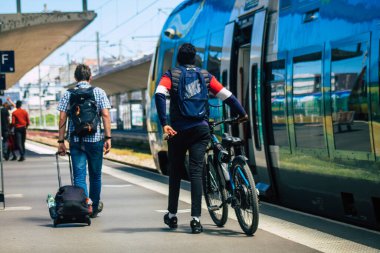 Reims Fransa 31 Mayıs 2021 Merkezi tren istasyonu Coronavirus salgını sırasında Fransa 'yı vurdu.