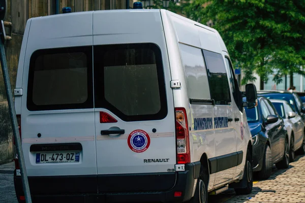 Reims Frankreich Juni 2021 Polizeiwagen Vor Dem Gericht Reims Geparkt — Stockfoto