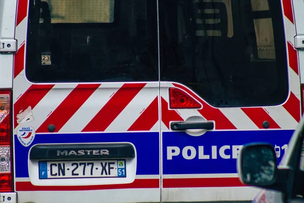 Reims France Giugno 2021 Auto Della Polizia Parcheggiata Davanti Tribunale — Foto Stock