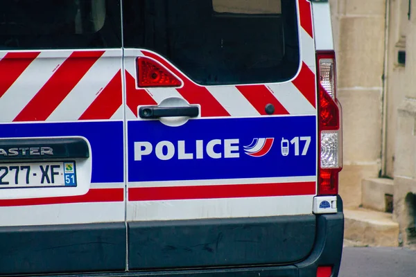 Reims Frankreich Juni 2021 Polizeiwagen Vor Dem Gericht Reims Geparkt — Stockfoto