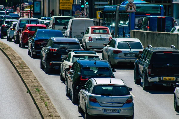 Reims Francia Giugno 2021 Traffico Automobilistico Nelle Strade Del Centro — Foto Stock