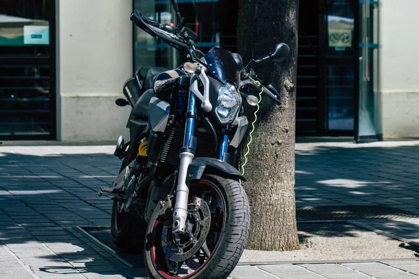 Reims France June 2021 Motorcycle Parked Streets City Center Metropolitan — Stock Photo, Image