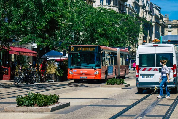 Reims France June 2021 Bus Driving Streets Reims Coronavirus Outbreak — Photo