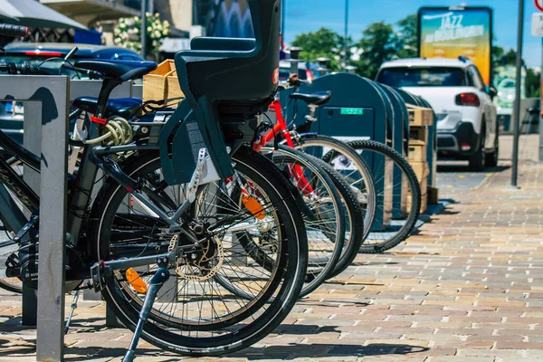 Reims France June 2021 Bicycle Parked Streets City Center Metropolitan —  Fotos de Stock