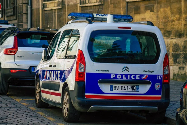 Reims Frankreich Juni 2021 Polizeiauto Das Während Des Coronavirus Ausbruchs — Stockfoto