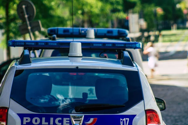 Reims França Junho 2021 Carro Polícia Estacionado Nas Ruas Reims — Fotografia de Stock
