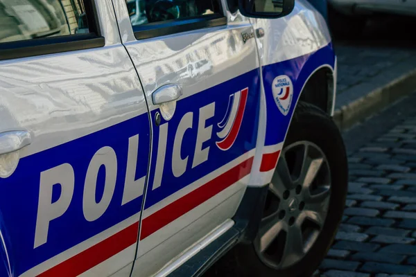 Reims França Junho 2021 Carro Polícia Estacionado Nas Ruas Reims — Fotografia de Stock