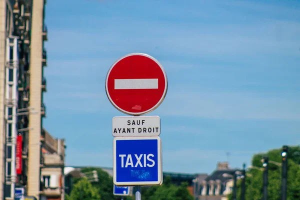 Reims França Junho 2021 Sinal Rua Sinal Estrada Erguido Lado — Fotografia de Stock