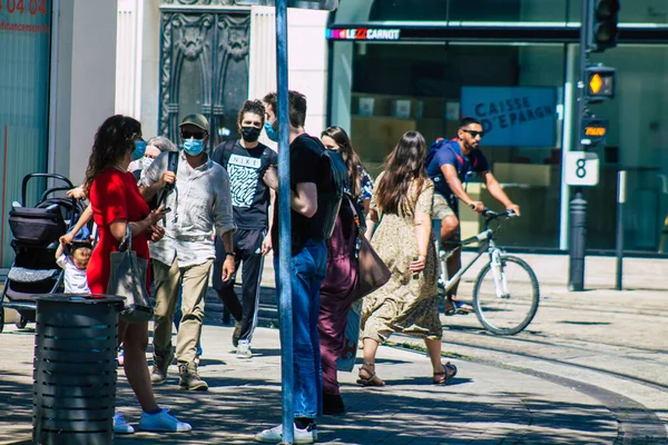 Reims Frankrijk Juni 2021 Voetgangers Die Tijdens Uitbraak Van Het — Stockfoto