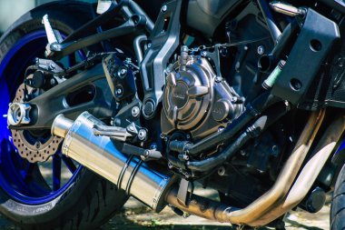 Reims France 14 Haziran 2021 Metropolitan Bölgesi şehir merkezinin caddelerine park etmiş motosiklet