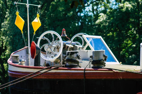 Reims França Junho 2021 Uma Barcaça Tipo Barco Transporte Fluvial — Fotografia de Stock