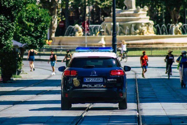 Séville Espagne Juillet 2021 Voiture Police Roulant Dans Les Rues — Photo