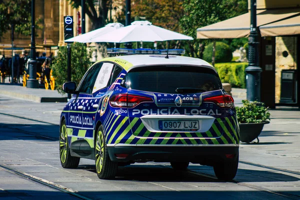 Севілья Іспанія Липня 2021 Року Поліцейська Машина Вулицях Севільї Емблематичному — стокове фото