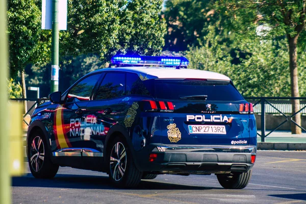 Sevilla Automatische Übersetzung 2021 Polizeiwagen Rollen Durch Die Straßen Von — Stockfoto