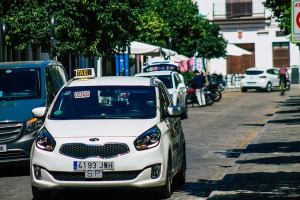 Sevilla Automatische Übersetzung Spanien Juli 2021 Taxifahrt Durch Die Straßen — Stockfoto