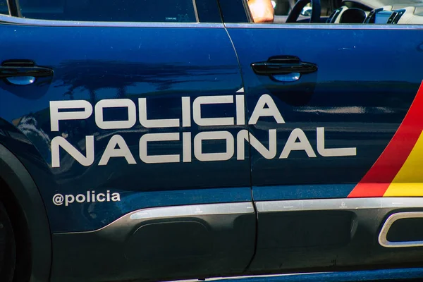 Seville Spain July 2021 Police Car Patrolling Streets Seville Emblematic — Stock Photo, Image