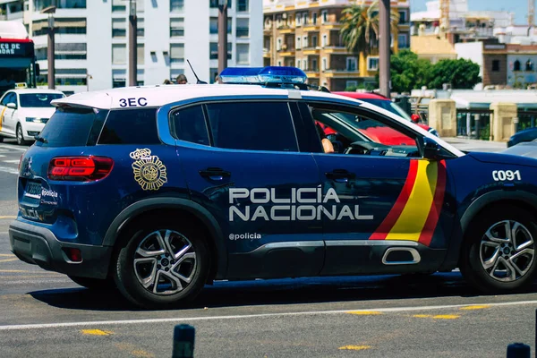Seville Spain July 2021 Police Car Patrolling Streets Seville Emblematic — Stock Photo, Image