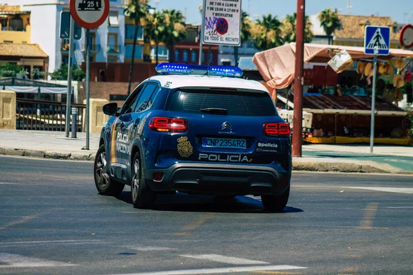 Siviglia Spagna Luglio 2021 Pattugliamento Auto Della Polizia Nelle Strade — Foto Stock