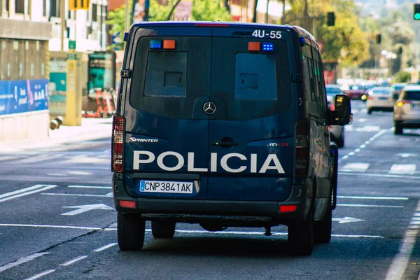 Seville Spain July 2021 Police Car Patrolling Streets Seville Emblematic — Stock Photo, Image