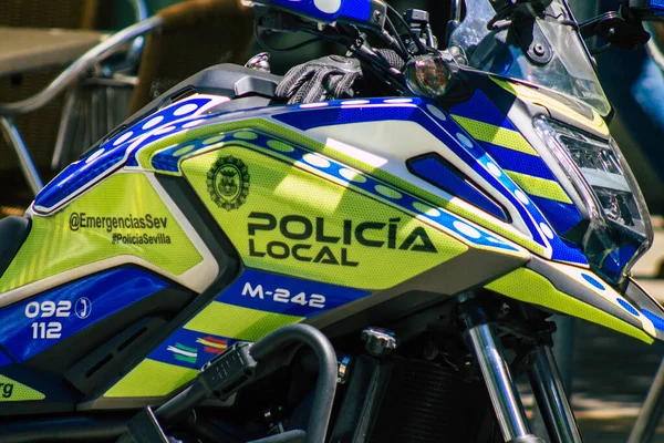 Séville Espagne Juillet 2021 Police Moto Garée Dans Les Rues — Photo