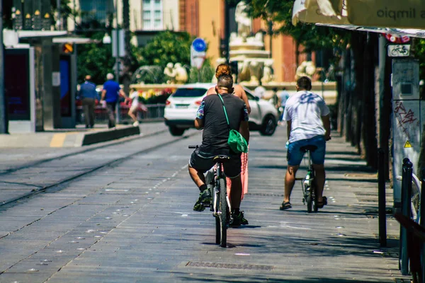 Sevilla España Julio 2021 Paseos Bicicleta Por Las Calles Sevilla — Foto de Stock