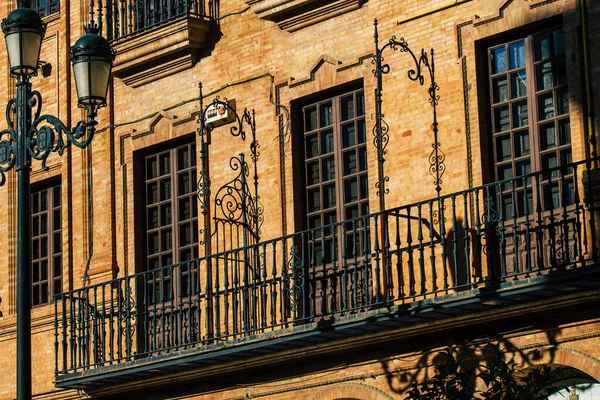 Seville Spain July 2021 Facade Building Streets Seville Emblematic City Stock Photo