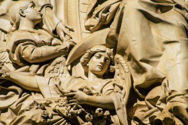 Seville İspanya 2 Temmuz 2021 Santa Mara de la Seder de Sevilla Başpiskoposluk Kilisesi dış cephenin ayrıntıları dünyanın en büyük Gotik katedrali.