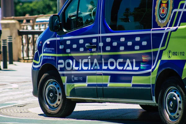 Σεβίλλη Ισπανία Ιουλίου 2021 Αυτοκίνητο Της Τοπικής Αστυνομίας Σταθμευμένο Στους — Φωτογραφία Αρχείου