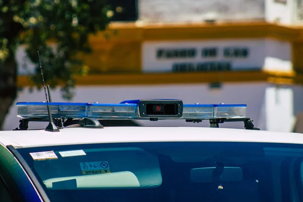 2021年7月3日 西班牙塞维利亚市 西班牙南部安达卢西亚地区的首府 当地警车停放在塞维利亚市的街道上 — 图库照片