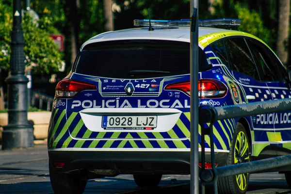 Sevilla Automatische Übersetzung Spanien Juli 2021 Lokale Polizei Patrouilliert Den — Stockfoto