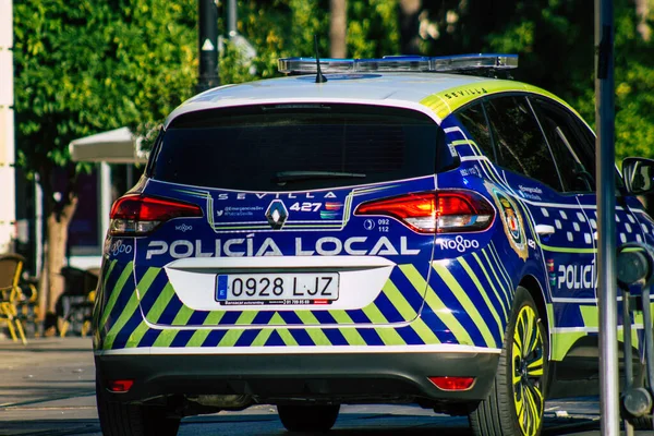 Sevilla España Julio 2021 Policía Local Patrulla Por Las Calles — Foto de Stock