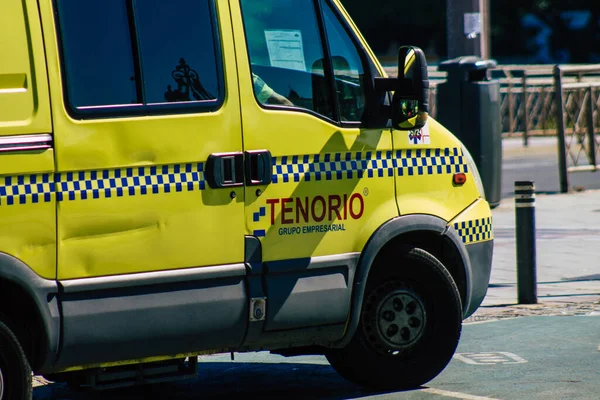 Sevilla Španělsko Července 2021 Ambulance Ulicích Sevilly Symbolického Města Hlavního — Stock fotografie