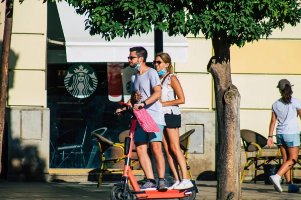 Seville Spain July 2021 People Rolling Electric Scooter Streets Seville — Stock Photo, Image