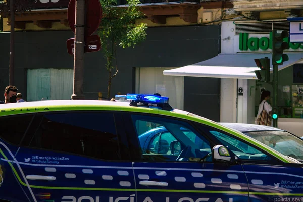 Sevilla España Julio 2021 Policía Local Patrulla Por Las Calles — Foto de Stock