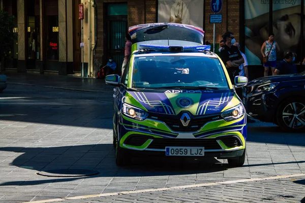 Seville Spain July 2021 Local Police Patrolling Streets Seville Emblematic — Stock Photo, Image
