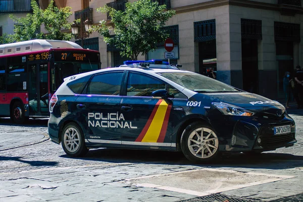 Sevilla España Julio 2021 Policía Patrulla Por Las Calles Sevilla — Foto de Stock