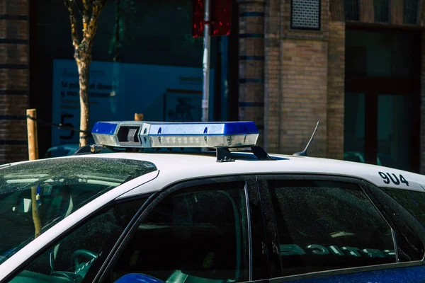 Seville Spain July 2021 Police Car Patrolling Streets Seville Emblematic — Stock Photo, Image