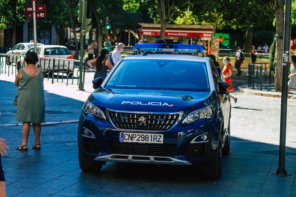 Sevilla España Julio 2021 Policía Patrulla Por Las Calles Sevilla — Foto de Stock