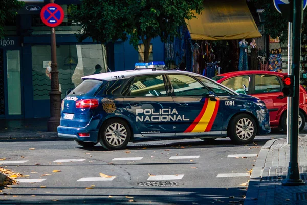 Sevilha Espanha Julho 2021 Carro Polícia Patrulhando Nas Ruas Sevilha — Fotografia de Stock