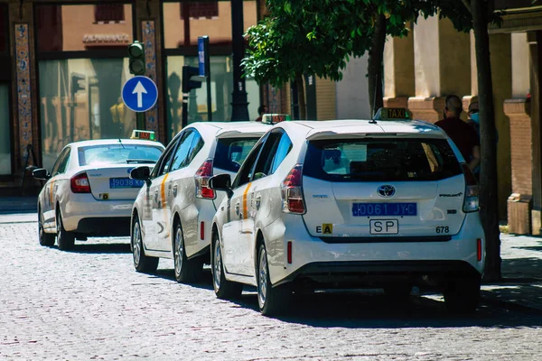 Sevilla Automatische Übersetzung Spanien Juli 2021 Taxifahrt Durch Die Straßen — Stockfoto