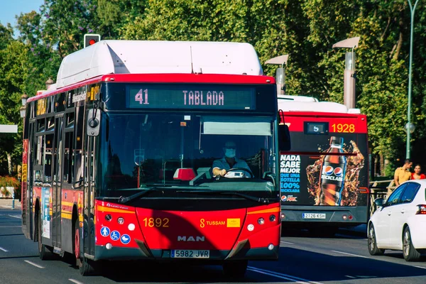 Séville Espagne Juillet 2021 Bus Dans Les Rues Séville Une — Photo