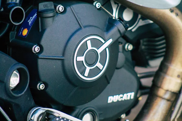 Sevilla Automatische Übersetzung Spanien Juli 2021 Ducati Scrambler Motorrad Geparkt — Stockfoto