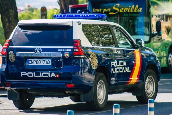 Sevilla España Julio 2021 Policía Patrulla Por Las Calles Sevilla — Foto de Stock