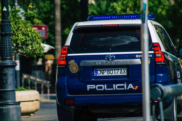 Sevilla Spanien Juli 2021 Polisbil Patrullerar Gatorna Sevilla Symbolisk Stad — Stockfoto